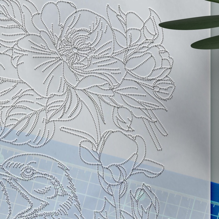 Perforated Stencil 20x40 cm. - Bird and Ivy Flower Exotic Motif Tile Pattern