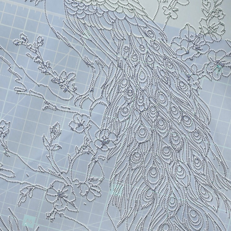 Perforated Stencil 20x40 cm. - Exotic Peacock Motif Tile Pattern