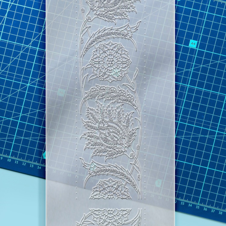 Perforated Stencil 10 x 60 cm. - Mirror Frame Pattern, Hatayi Motif Tile Pattern