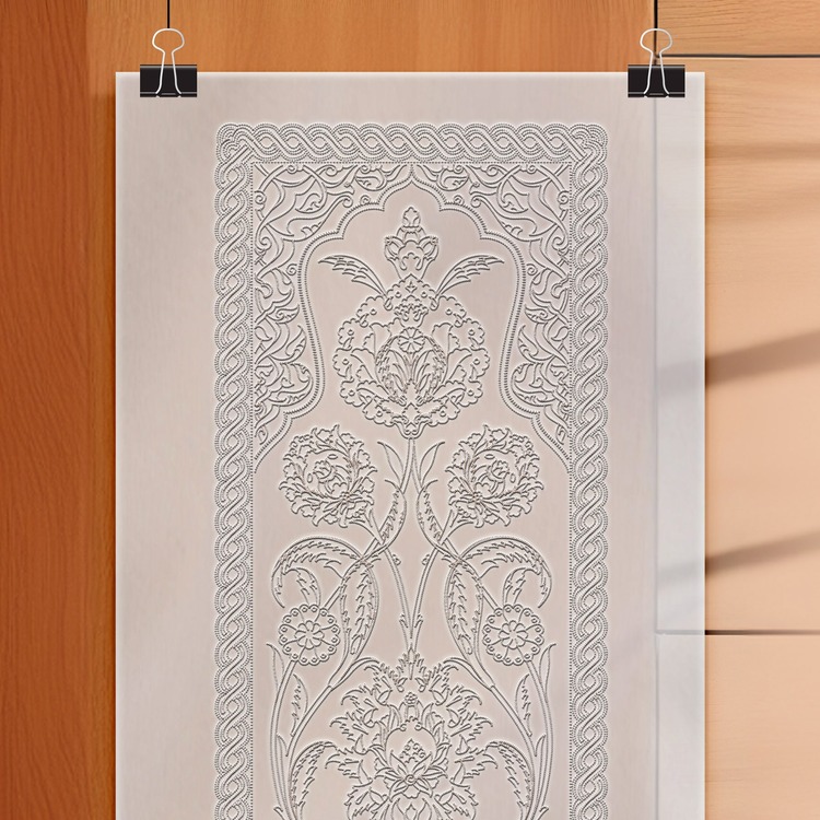 Perforated Stencil 25x100 cm. MAXI SIZE - Herbal Hatayi Vase Motif Tile Pattern