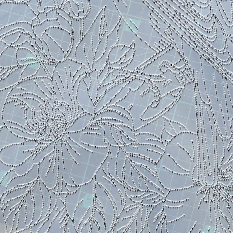 Perforated Stencil 20x40 cm. - Bird and Ivy Flower Exotic Motif Tile Pattern