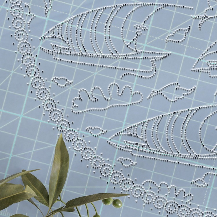 Perforated Stencil Set 4-Piece - Iznik Tile Pattern with Galleon Motif