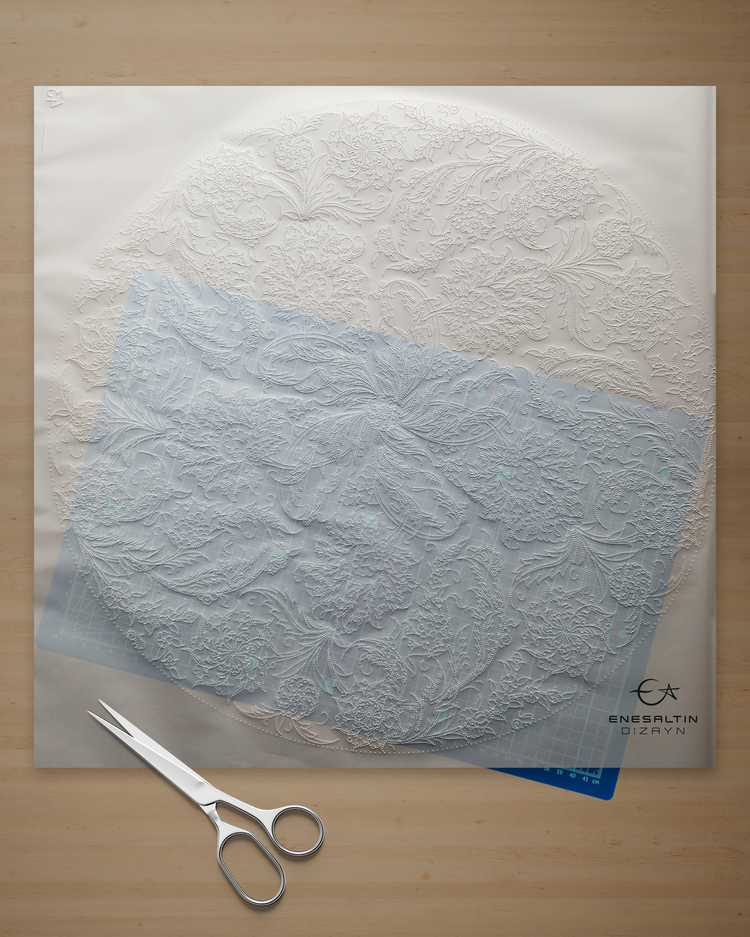 Perforated Stencil 43 cm. - Hatayi Passionflower Tile Plate Pattern