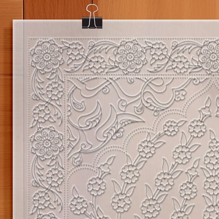 Perforated Stencil 40x60 cm. Oversized - Bordered Tree of Life Motif Tile Panel Pattern