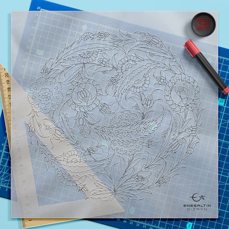Perforated Stencil - Dagger Leaf Motif Iznik Tile Pattern