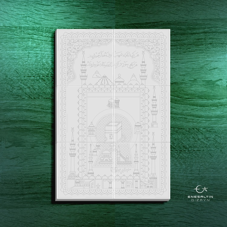 Perforated Stencil 40x60 cm. - Oversized Kaaba Motif Tile Pattern
