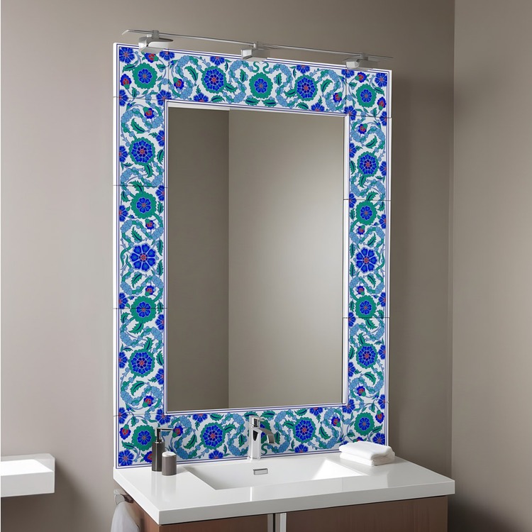 Perforated Stencil 10x80 + 10x40 cm. - Cloud and Penc Motif Mirror Frame Tile Pattern