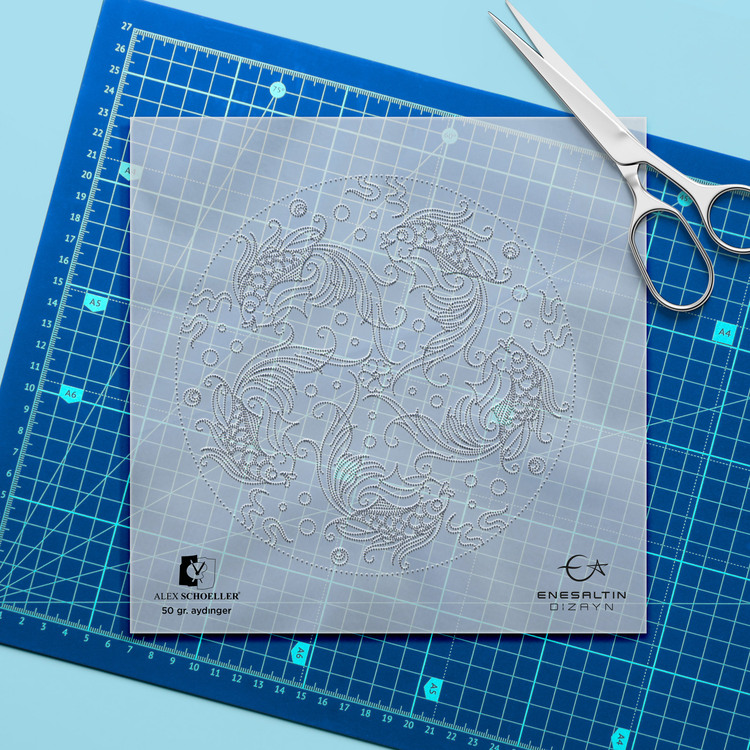 Perforated Stencil - Five Betta Fish Tile Pattern