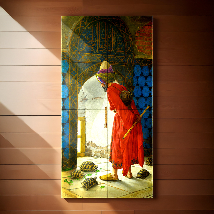Perforated Stencil 40 x 80 cm. Oversized  - Osman Hamdi Bey Turtle Trainer Tile Plate Pattern