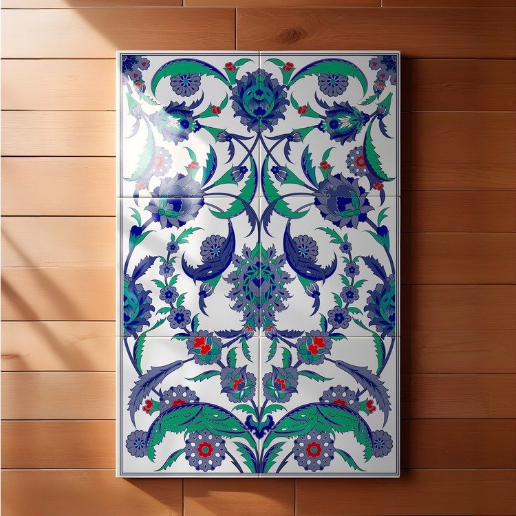 Perforated Stencil 40x60 cm. Oversized - Hatayi and Dagger Leaf Motif Tile Pattern