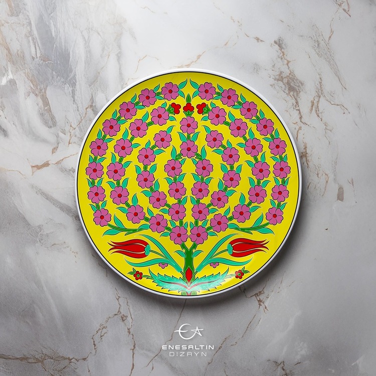 Perforated Stencil - Tile Plate Pattern with Tree of Life and Tulip Motif