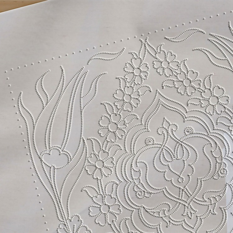 Hazır Şablon Desen 20 x 20 cm. - Rumi Madalyon Simetrik Motif Çini Karo Deseni