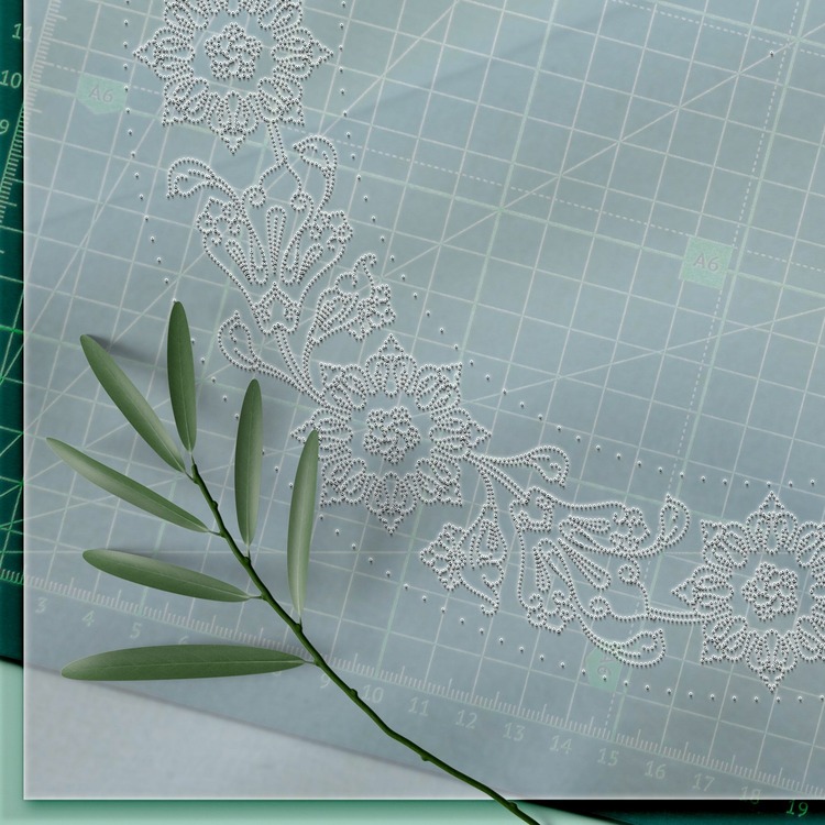 Hazır Şablon Desen - Lotus Motifli Çini Tabak Kenarı Deseni