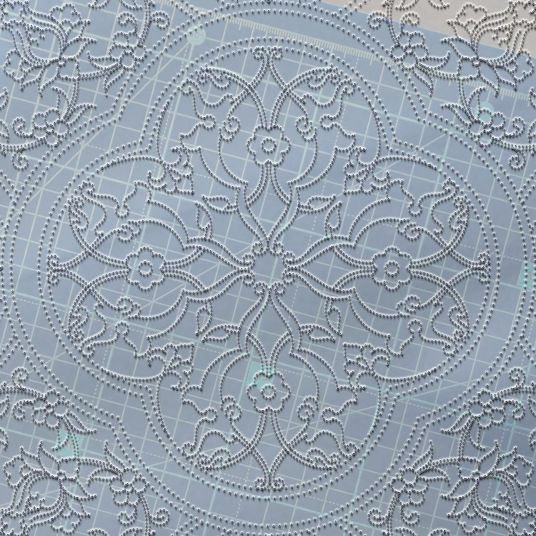 Hazır Şablon Desen 38 x 38 cm. - Tezhib Bezeme Rumi Motifli Çini Tabak / Karo Deseni
