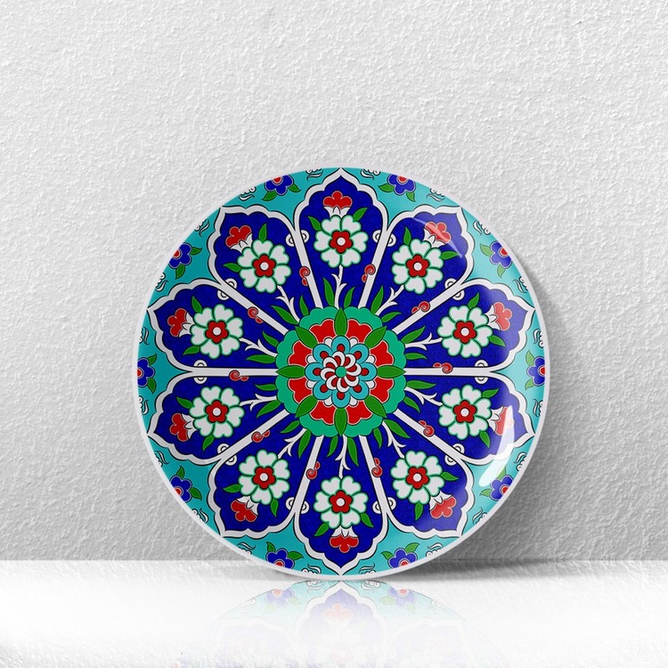 Hazır Şablon Desen 30 cm. -  Penç Çarkıfelek Çini Tabak Deseni