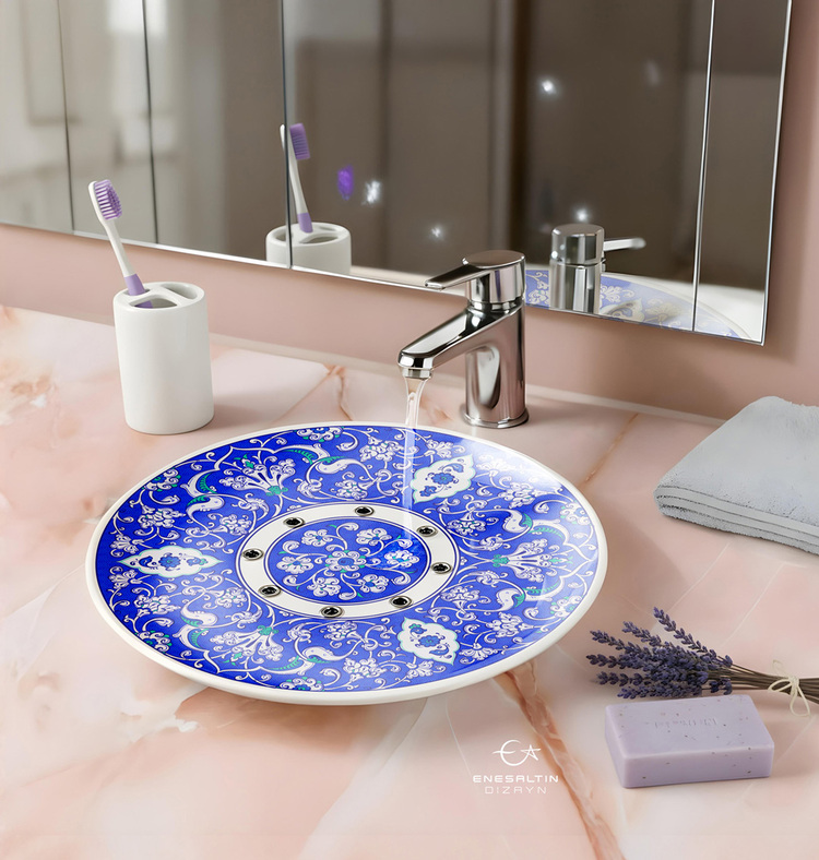 Şablon Desen 30 cm -   Klasik Üçlü Lotus Rumi Ulama Çini Deseni