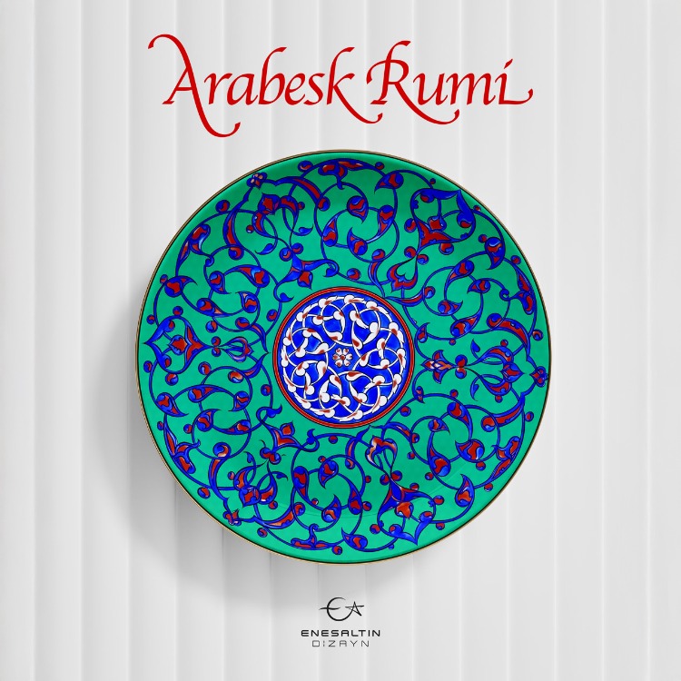 Şablon Desen 40 cm -   1565 İznik Arabesk Rumi Çini Tabak / Karo Deseni