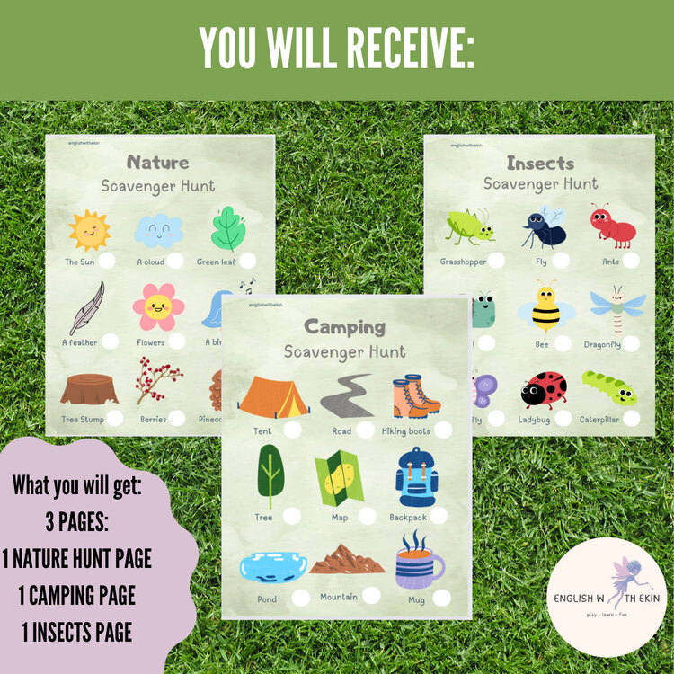 Nature, Camping, Insects Scavenger Hunt
