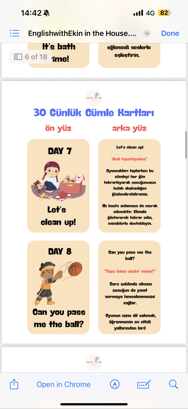 İngilizce Bilmeyen Ebeveynlere 32 Günlük İngilizce Kart Seti