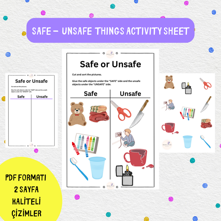  Safe or Unsafe Things - İngilizce Güvenli / Güvensiz Nesneler Aktivitesi