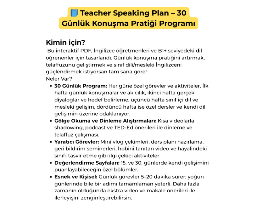 Teacher Speaking Plan - Kendi Kendine (PDF)