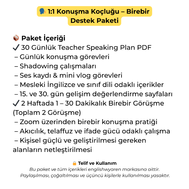 ️ 1:1 Konuşma Koçluğu – Birebir Destek Paketi
