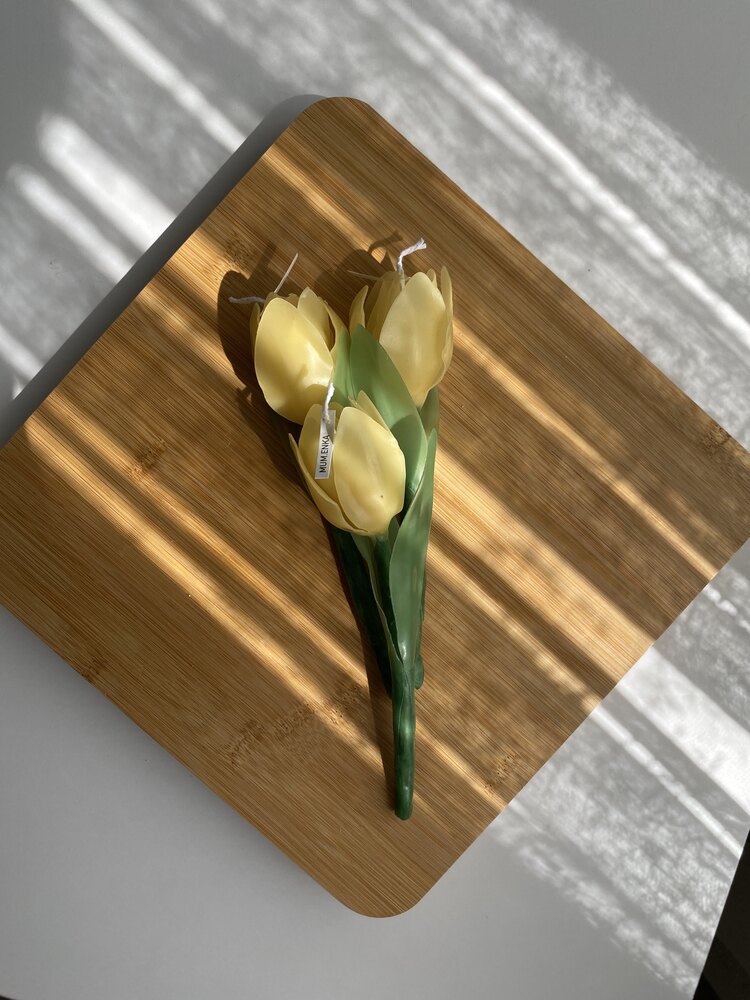 Sarı lale çiçek mum 