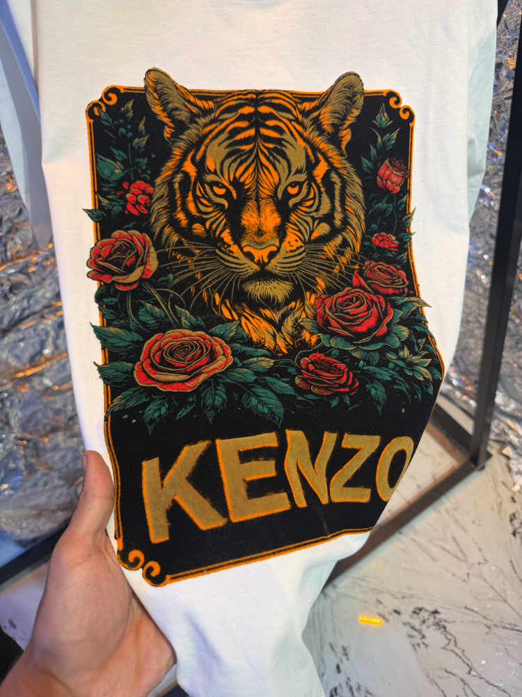Kenzo kadife baskı beyaz premium