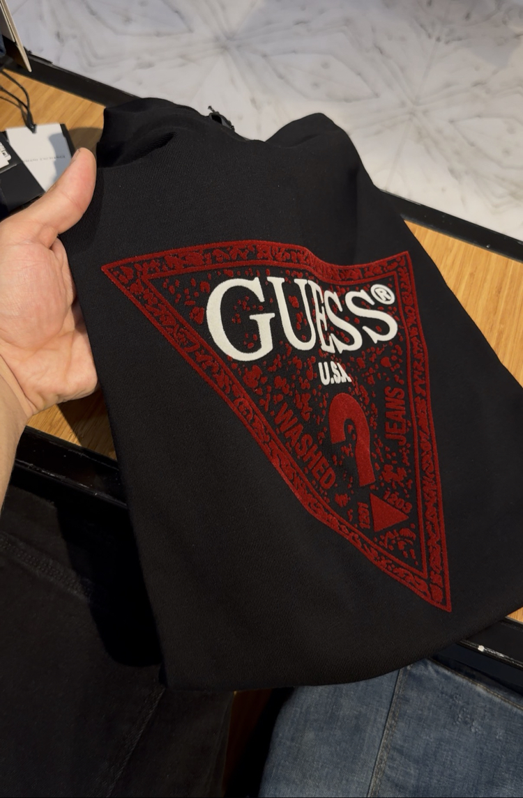 Guess flok baskı ultra premium 2026 siyah