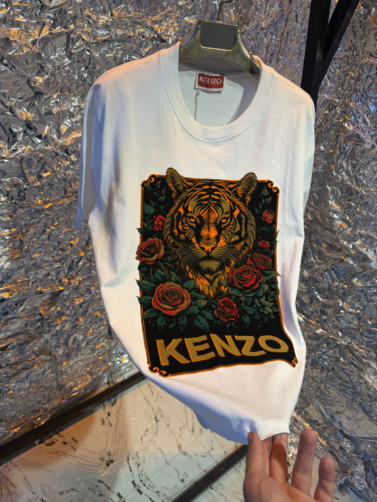 Kenzo kadife baskı beyaz premium