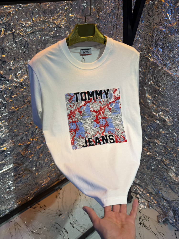 Tommy kadife baskı beyaz premium