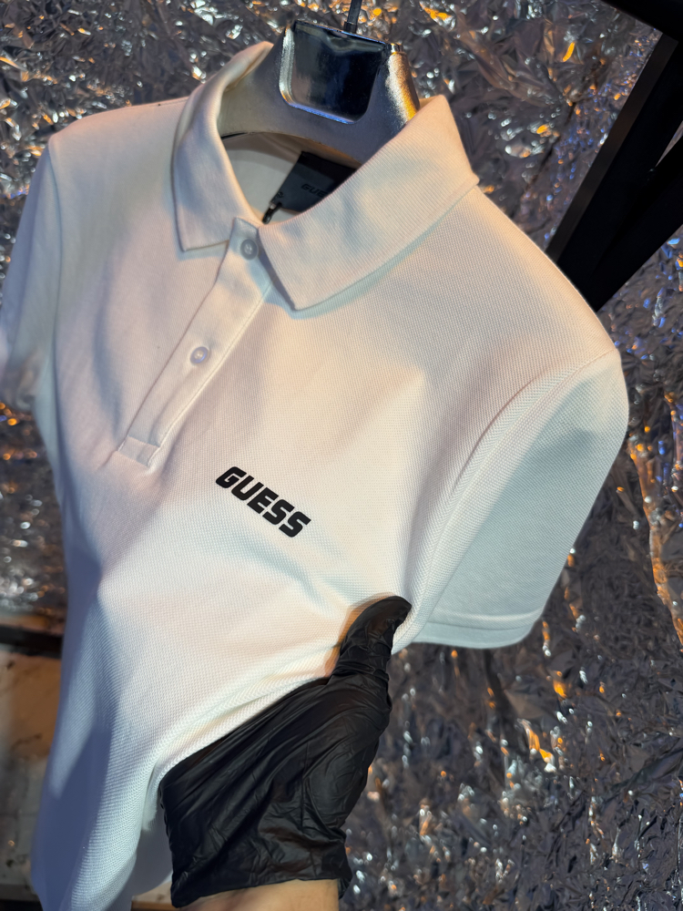 Guess yaka detaylı ultra premium beyaz