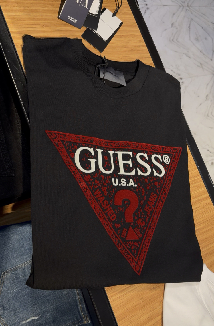 Guess flok baskı ultra premium 2026 siyah