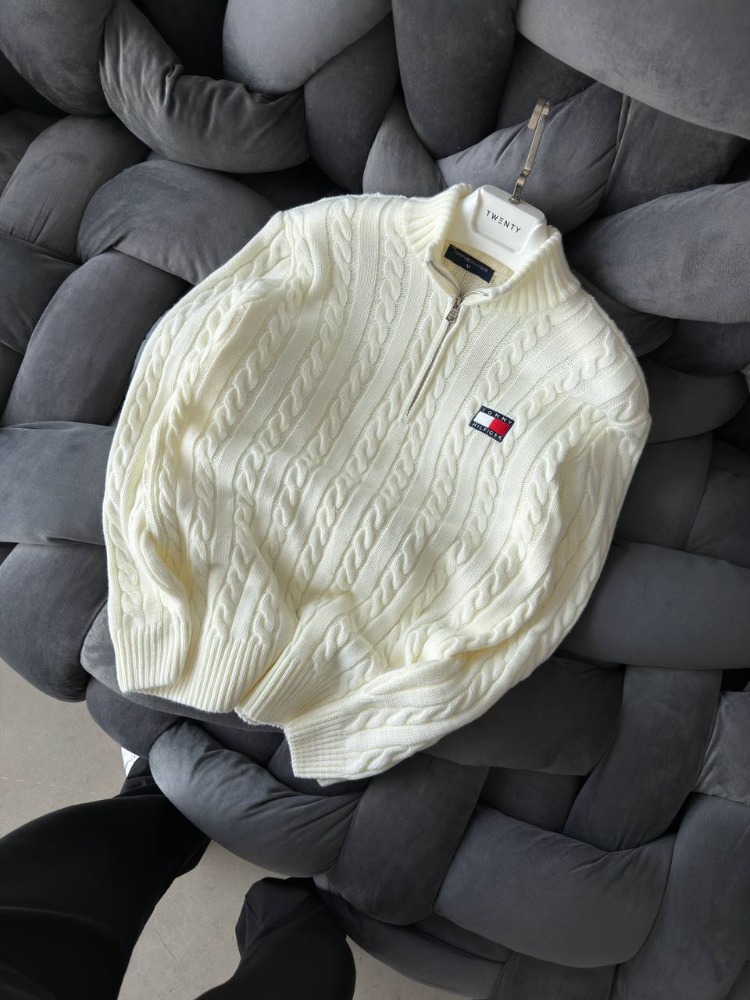 Tommy Hilfiger Yarım Fermuar Triko Premium