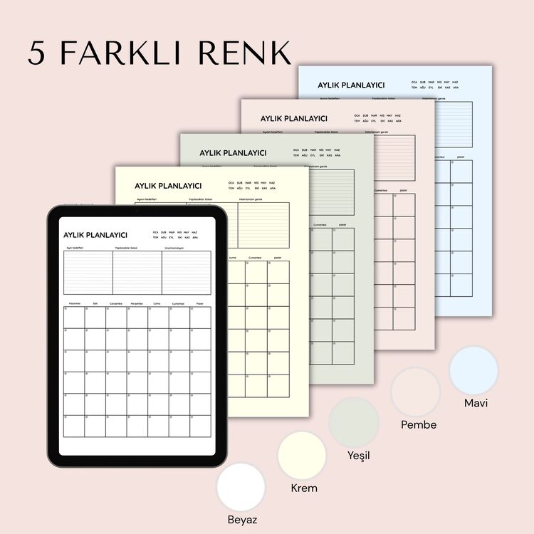 Tarihsiz Planlayıcı Seti | PDF – Baskı ve Dijital Uyumlu