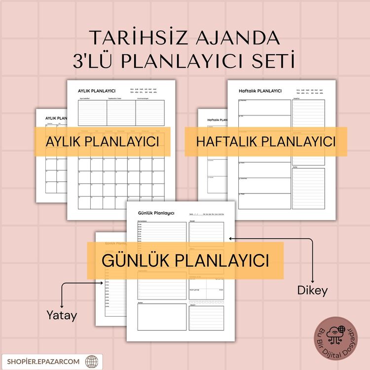 Tarihsiz Planlayıcı Seti | PDF – Baskı ve Dijital Uyumlu