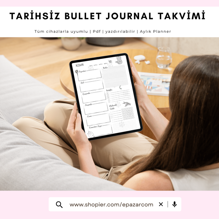 Tarihsiz Dijital Ajanda Takvimi (12 Aylık – Yazdırılabilir PDF)