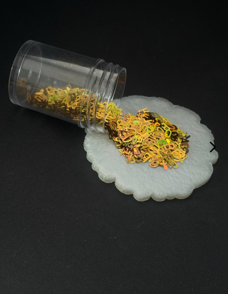 Epoksi Süsleme Gold Renk Karışık Harf Desen 5 Gram