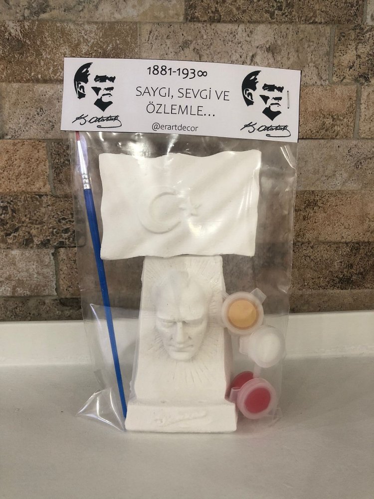 TÜRK BAYRAĞI VE ATATÜRK BÜSTÜ TAŞ BOYAMA SETİ
