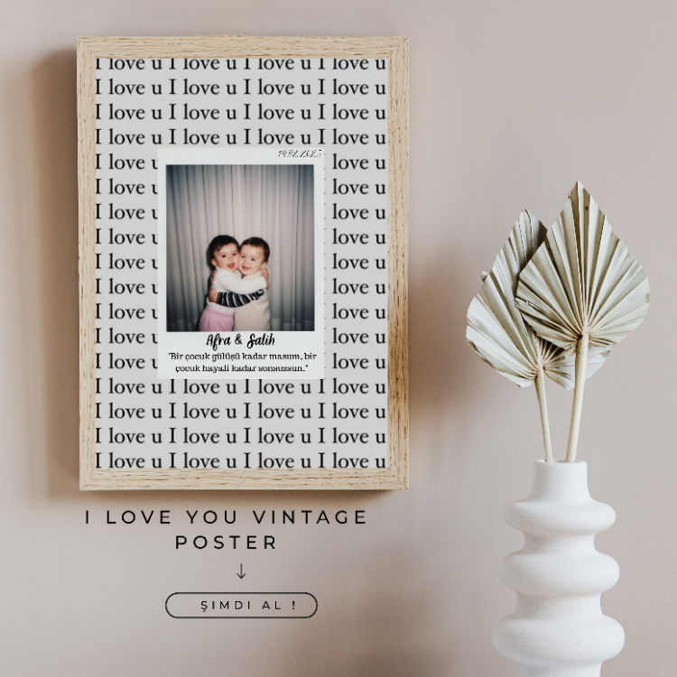I Love You Vintage Poster(Çerçeveli)