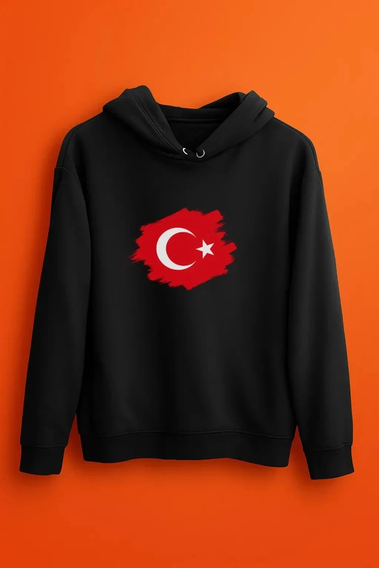 Türk Bayrağı ile Şıklığı Yakalayın - Unisex Regular Kapşonlu Hoodie
