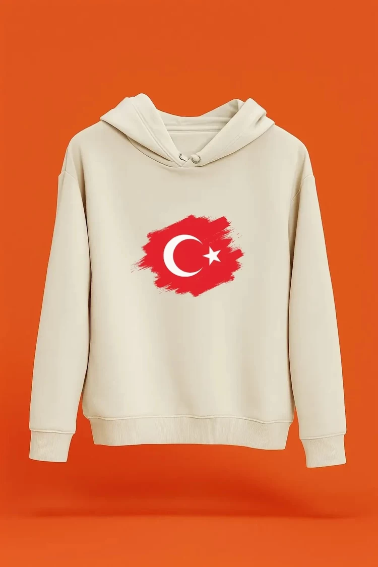 Türk Bayrağı ile Şıklığı Yakalayın Unisex Regular Kapşonlu Hoodie