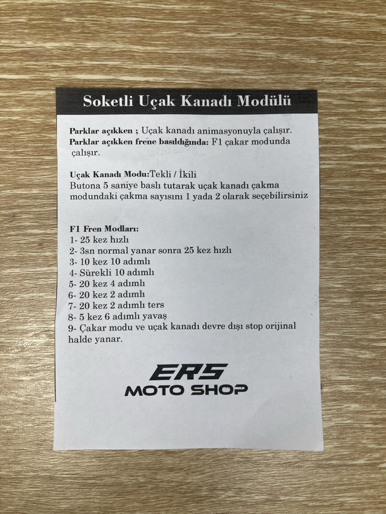 SOKETLİ 9 MODLU F1 ÇAKARLI UÇAK KANADI MODÜLÜ ERSMOTOSHOP