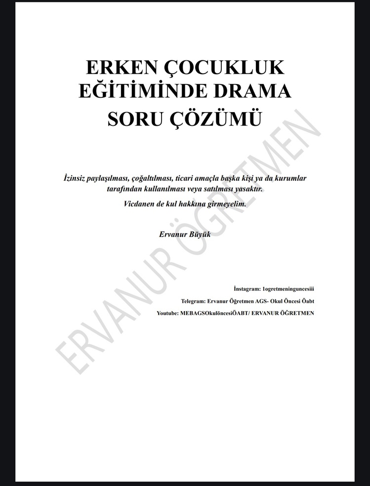 Erken Çocukluk Eğitiminde Drama Soru Pdf