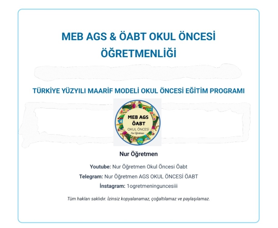 2026 TYMM OKUL ÖNCESİ EĞİTİM PROGRAMI DERS NOTU
