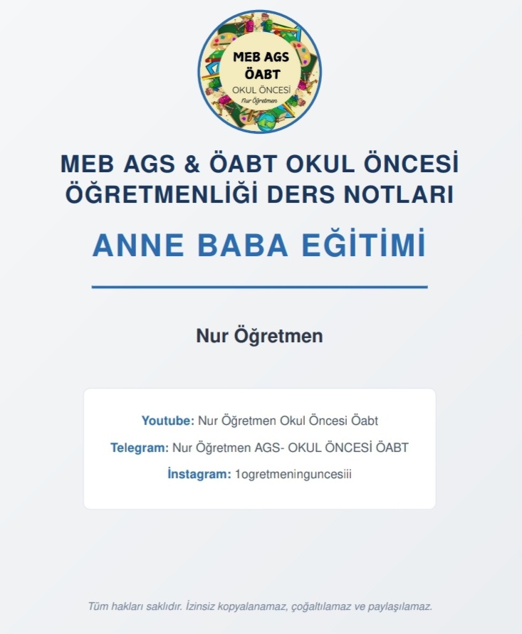 ANNE BABA EĞİTİMİ DERS NOTU 