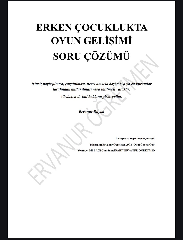 ERKEN ÇOCUKLUKTA OYUN GELİŞİMİ PDF