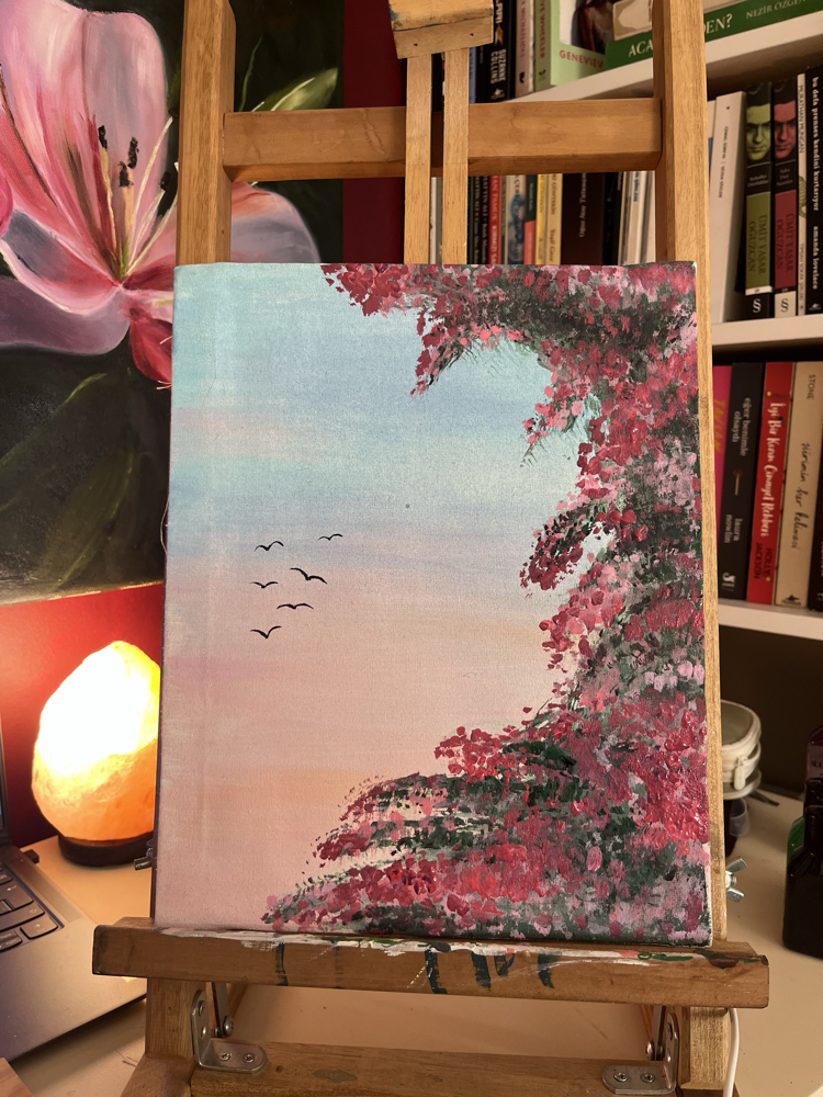 Pembe Çiçekler – Akrilik Tablo