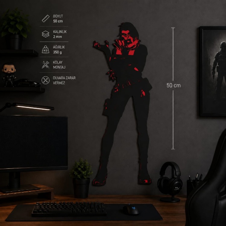 Valorant Fade 50 cm Duvar Dekoru | Gamer Oda Süsü | Oyuncu Odası Dekoratif Duvar Tablosu