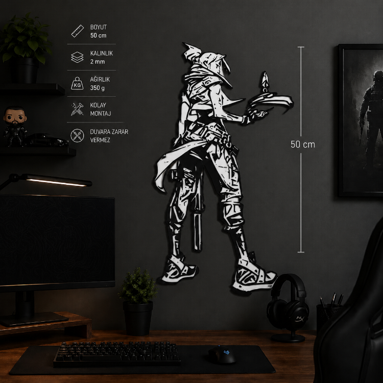 Valorant Jett 50 cm Duvar Dekoru | Gamer Oda Süsü | Oyuncu Odası Dekoratif Duvar Tablosu